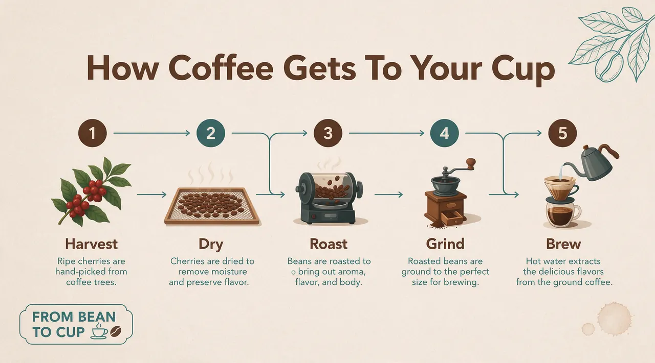 Slide infographic: Five steps with readable captions