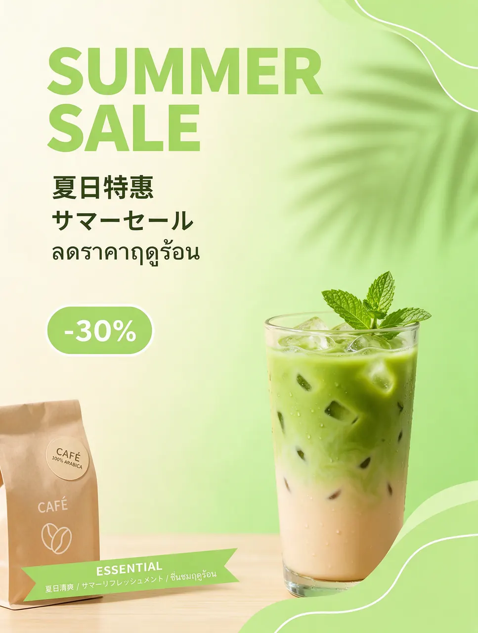 Localised sale poster: English, Chinese, Japanese and Thai on one layout