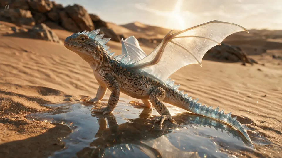 The same lizard edited by Seedream 5.0 Pro into a winged dragon