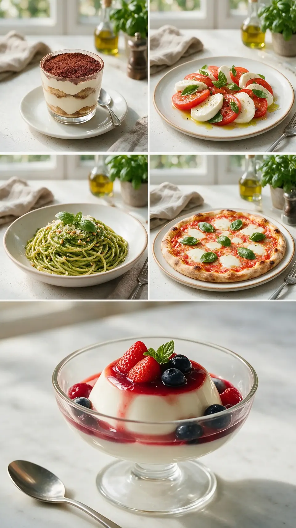 Five separate food photos used as reference images
