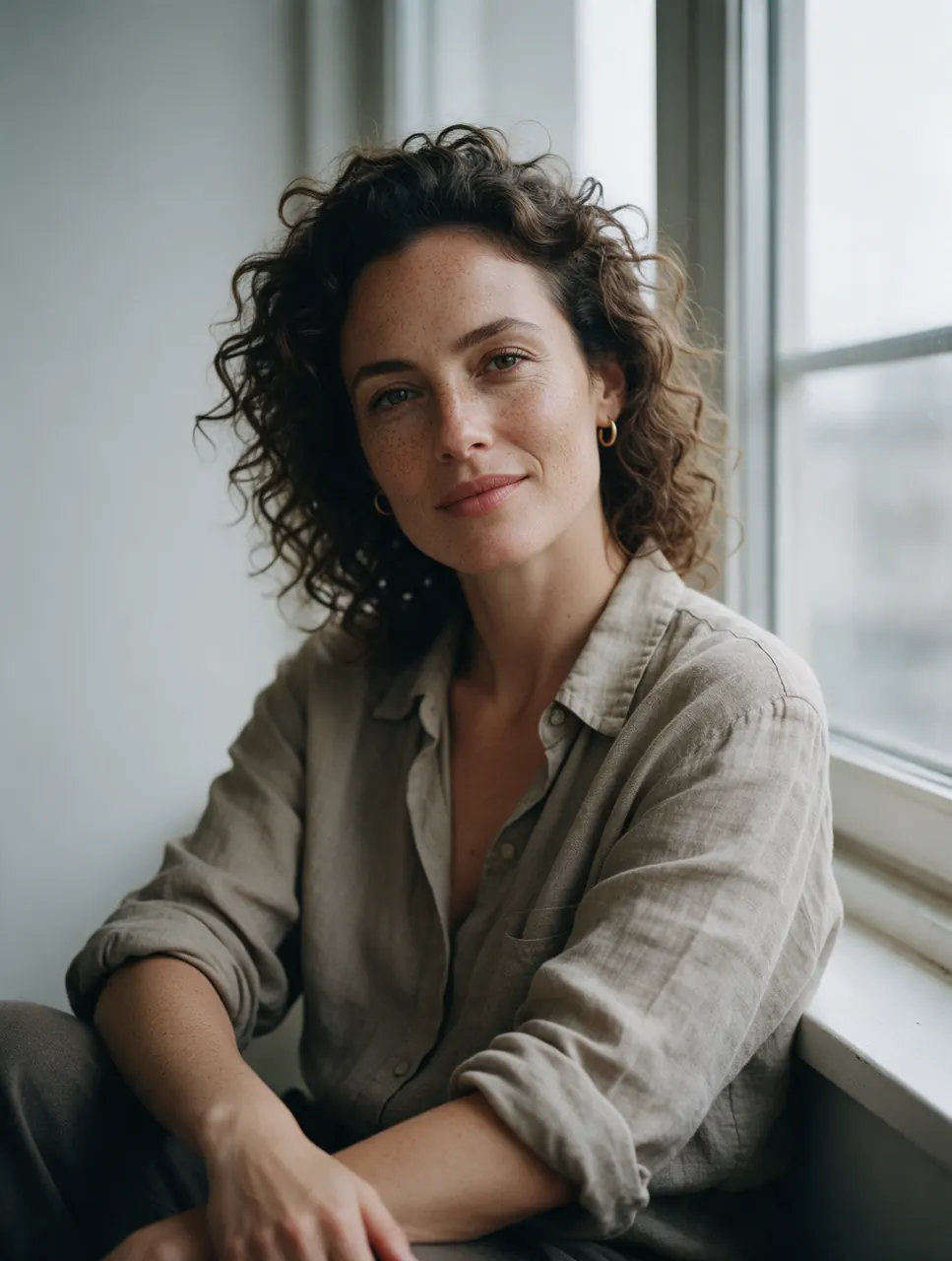 Window-light portrait: Natural skin texture and soft daylight